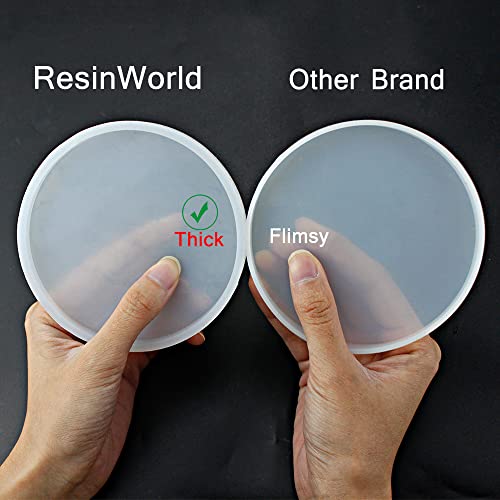 ResinWorld 4 Pack 4 inches Round Coaster Molds, Thick Coaster Silicone Molds for Resin Casting, Geode Aagte Silicone Coaster Epoxy Casting Mold