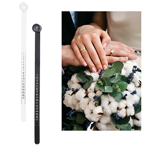 Kare & Kind 2X Ring Sizer Measuring Tool - US Size 1-17 - Measure Finger Size Accurately - Reusable Clear Print with Magnifying Glass - Jewelry, Ring - (Black/White)