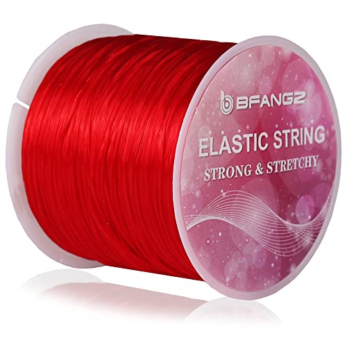 BFANGZ 1mm 60m/ Roll, Elastic String for Jewelry Making ,Bracelet String Stretch Bead Cord Stretchy String for Bracelets,Necklaces,Jewelry and Beading Supplies (Red)