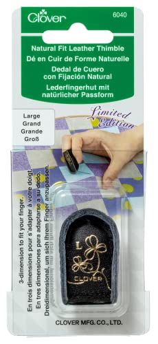 Clover Needlecraft Natural Fit Leather Thimble Large, Black