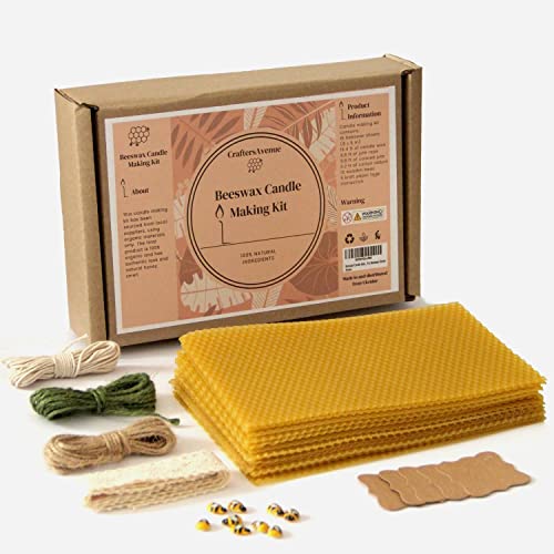 CraftersAvenue Beeswax Candle Making Kit - 16 Beeswax Sheets for Candle Making - Size 5 x 8 in - Make Your Own Rolled Candle - Candle Making Supplies - Beeswax Candle Making Set, yellow (16PBS)