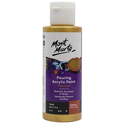 MONT MARTE Premium Pouring Acrylic Paint, 120ml (4.55oz), Gold, Pre-Mixed Acrylic Paint, Suitable for a Variety of Surfaces Including Stretched Canvas, Wood, MDF and Air Drying Clay.