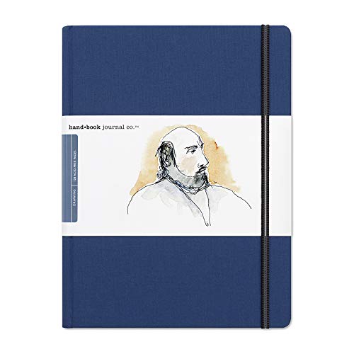 Handbook Journal Co. Artist Canvas Cover Travel Notebook for Drawing and Sketching, Ultramarine Blue, Grand Portrait 10.5 x 8.25 Inches, 130 GSM Paper, Hardcover w/ Pocket