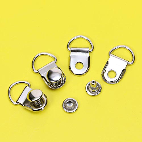 ONLYKXY 50 Pieces Shoe Boot Lace Hooks, Loop Ring with Rivets, Shoe Boot Buckle (Silver)