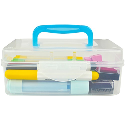 Multi Purpose Mini Clear Plastic Travel Storage Box/Portable Transparent Container Bin - Blue