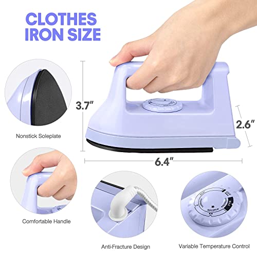 Mini Iron for Crafts Quilting, Travel Iron Household Iron Easy Iron Supplies Mini Electric Iron, Mini Heat Press Machine Sewing Sachine (Purple)