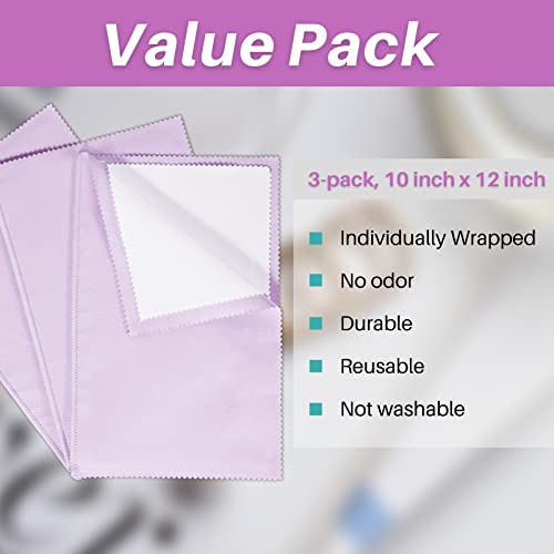 CATIFLIN 3pcs Multi-Layer Jewelry Cleaning Cloth, Large Polishing Cloth, 100% Cotton Jewelry Cleaning Cloth for Gold, Silver and Platinum Jewelry (Purple, 10"X12")