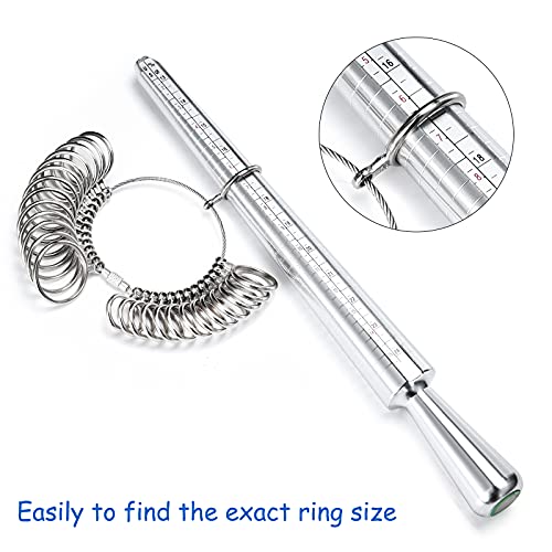 Ring Sizer Measuring Tool, NuLink Aluminum Ring Mandrel Dual Measurement Size Metal Rings Sizers Tools Kit Adjuster for Women Men Rings