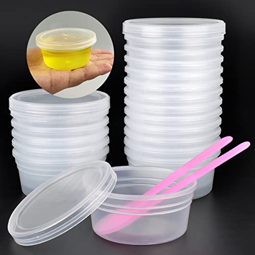 Valchoose 16 Pack 36g Slime Storage Containers with Lids (BPA Free), 3.6oz Plastic Storage Slime & 2 Pcs Slime Mixing Spoons Durable | Thick | No Spill