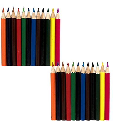 Emraw Super Great Mini Colored Pencil Set Pre-Sharped Coloring pencil for Drawing, Coloring, Sketching, Shading, Detailing & Blending- 12 Per Pack (Pack of 2)