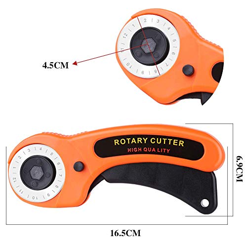 Rotary Cutter, Professional 45mm Rotary Fabric Cutter, Rotary Cutter for Fabric, Card Paper Sewing Quilting Roller Fabric Cutting Tailor Scissors Tool Dress Clothes Making DIY Tool