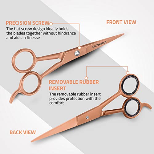 Utopia Care Hair Cutting and Hairdressing Scissors 6.5 Inch, Premium Stainless Steel shears with smooth Razor & Sharp Edge Blades, for Salons, Professional Barbers, Men & Women, Kids, Adults, & Pets