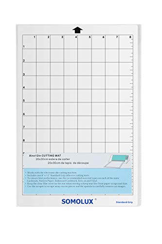 Standard-Grip Cutting Mat 12 ×8 3Pcs by Somolux, Suit for Kricut, Silhouette Electronic Die Cutting Machine Replacement, Clear