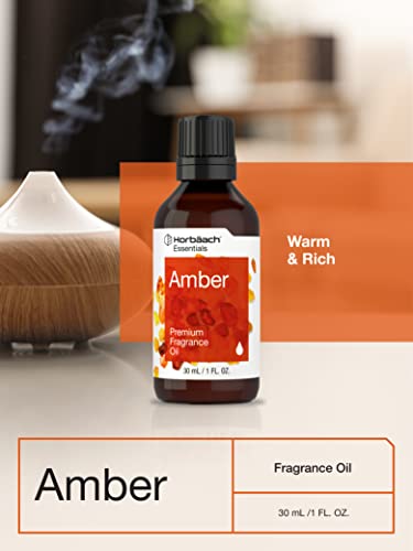 Premium Grade Amber Fragrance Oil | 1 fl oz (30ml) | for Diffusers, Candle and Soap Making, DIY Projects & More | by Horbaach