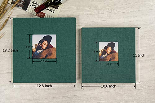 potricher Large Photo Album Self Adhesive 3x5 4x6 5x7 8x10 Pictures Linen Cover 40 Blank Pages Magnetic DIY Scrapbook Album with A Metallic Pen (Dark Green)