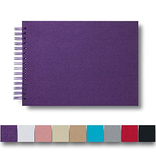 potricher 12.2 x 8.5 Inch Hardcover Kraft Blank Page DIY Scrapbook Photo Album, 80 Pages (40 Sheets) Wedding Anniversary Family Small Scrapbook Photo Album (Purple)