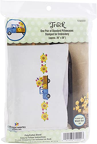 Tobin Design Works Crafts Stamped Pillowcases for Embroidery-Set of 2, Various
