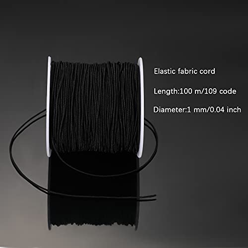 Black Elastic String for Bracelets 1 mm Elastic Cord Thread for Jewelry Making 100 Meters
