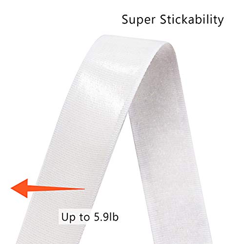 Jackwood 36 Feet Self Adhesive Hook and Loop Tape Roll Sticky Back Strip Adhesive Backed Fabric Fastener Mounting Tape for Picture and Tools Hanging Pedal Board Fastening (3/4 INCH, White)