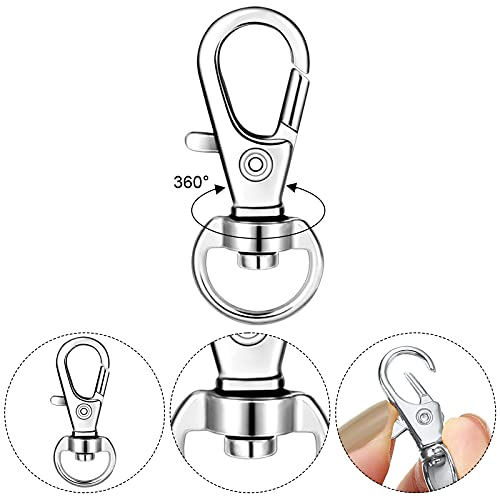 35 Pieces Swivel Clasps Lanyard Snap Hooks Swivel Snap Hooks Metal Keychain Clip Hooks Lobster Claw Clasps for Keychain Key Ring Crafts (Silver)