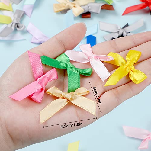 300 Pcs Mini Ribbon Craft Bows, Small Multicolor DIY Craft Tiny Bows for Presents Satin Decoration Bowknot for Gift Wrapping Hair Clip Flower Bouquet Wedding Birthday Sewing Scrapbooking