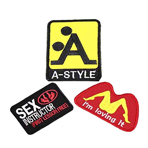 3 PCS AliPlus Sex Funny Patch A-Style Patch Sex Instructor Patch I am Loving It Patch Embroidered Tactical Morale Patch Hook and Loop