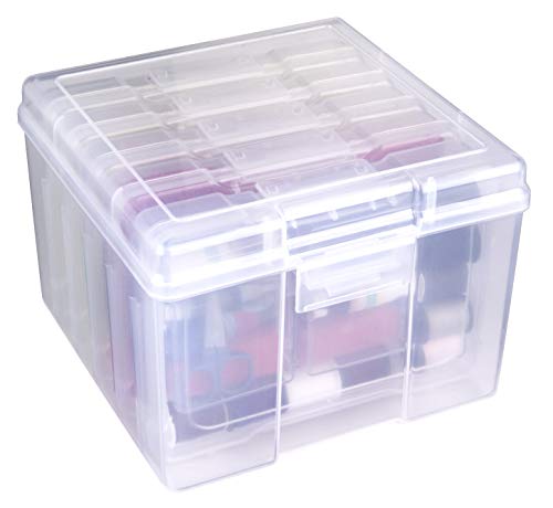 ArtBin 6947ZZ Photo & Craft Organizer Set, Large Box with [5] Plastic Storage Cases Inside, Clear