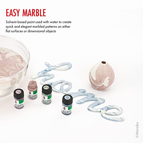 Marabu Easy Marble Paint Set - 14 Basic and Pastel Colors Marbling Paint Kit for Kids and Adults - Water Art Kit for Hydro Dipping, Tumbler Making, Paper - 2022 Release of Marabu Marble Paint