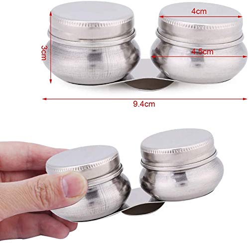 1Pc Stainless Steel Large Double Dipper Palette Cup Turpentine Solvent Oil Container Paint Megilp Turpentine Container with Screw Hat, Can Clip on Palette