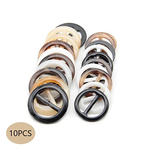 10Pcs Resin Scarves Buckle, Fashion Round T-Shirt Ties Clip, Clothing Corner Knotted Ring Buckle, Silk Neckerchief Clasp Clothing Wrap Fasten Holder for Women Lady Girls
