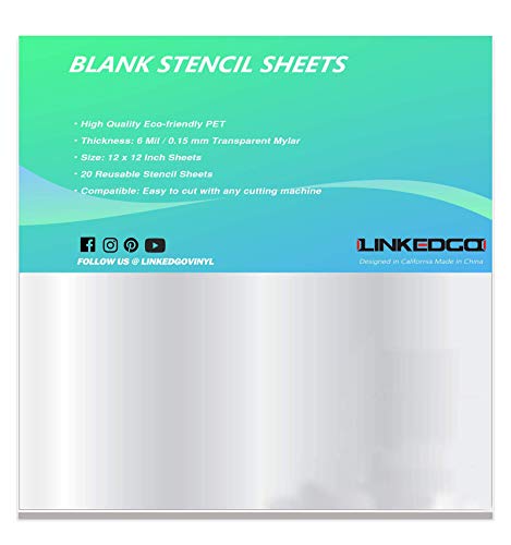 Clear Plastic Sheets for Crafts of 6 Mil - Reusable 12”x12” Acetate 20 Stencil Sheets are Perfect to Create Craft Blank Stencils - Mylar Stencils Material Sheet for Vinyl Cutting Machines
