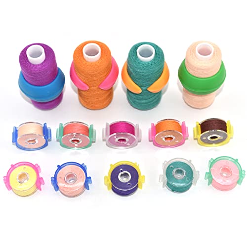 142 Pcs Bobbin Clamps Holders Thread Buddies, Bobbin Holder Clips Color Thread Clips Holder Silicone Spool Huggers Thread Holders for Embroidery Quilting Sewing Accessory Thread Spool Organizing