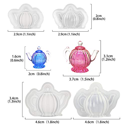 Assorted Tea Pot UV Resin Epoxy Silicone Mold Jewelry Casting 2 Trays Set Small