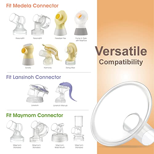 Maymom MyFit 13mm Shields Compatible with Medela Breast Pump- PersonalFit, Freestyle, Harmony, Maxi Connector; Connect to Maymom Widemouth/Narrow Connector, PersonalFit/Freestyle Flex Connector; 2pcs