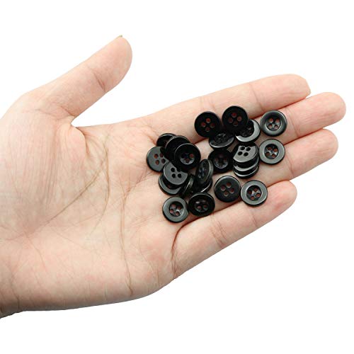 WHYHKJ 100pcs Round Black Resin Button 11.5mm 4 Holes Sewing Buttons for Garment DIY Sewing Clothing Accessories