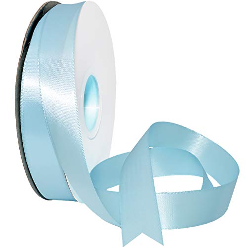 Morex Double Face Satin Ribbon, Polyester, 7/8 inches by 50 Yards, Light Blue