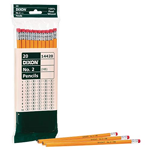 Dixon No. 2 Yellow Pencils, Wood-Cased, Black Core, 20-Pack (14420)
