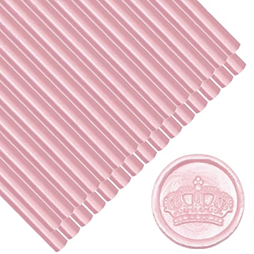Pearl Pink Wax Seal Sticks, ONWINPOR 26pcs Glue Gun Pearl Pink Wax Sealing Sticks for Wax Seal Stamp, Wedding Invitations, Envelope Letter Sealing