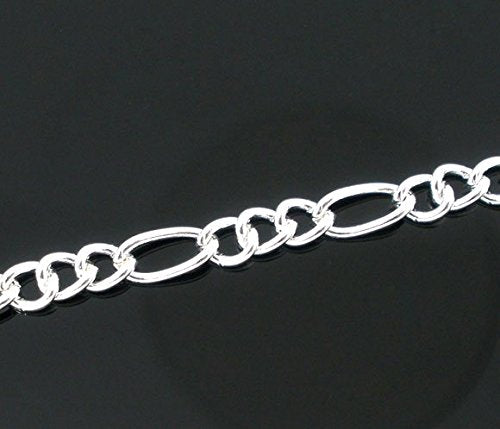 JGFinds Figaro Cable Link Chain - 10 Meter Silver Plated Chain for Jewelry Making - Over 30 Feet, 7x3.5mm - 4x3.2mm (Silver Plated) - Bulk Wholesale