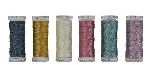 Simthread 6 Colors 3-Ply Metallic Shuttle Tatting Yarn 50 Meters Each for Shuttle Tatting Jewellery lacemaking