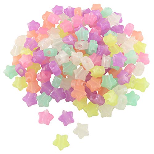 JCBIZ 250pcs 12mm Acrylic Luminous Beads Mixed Color Acrylic Star Beads for DIY Jewelry Making Necklace Bracelet Accessories