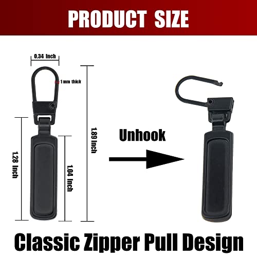 SINCCO 10 Pcs Zipper Pull Replacement, Universal Zipper Pull Tab Fixer Metal Zipper Head Handle Mend Repair Kit for Jacket Purse Backpack Luggage Boot, Multicolor
