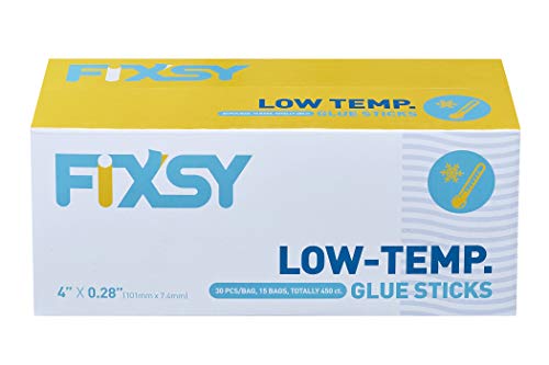 FIXSY Hot Glue Gun Sticks Low Temp Low Melt Cool Glue, Mini Size 4" Long x .28" Diameter 5/16 7mm, 30 Counts/Pack, 15 Packs, 450 Counts/Box, Scrapbooking