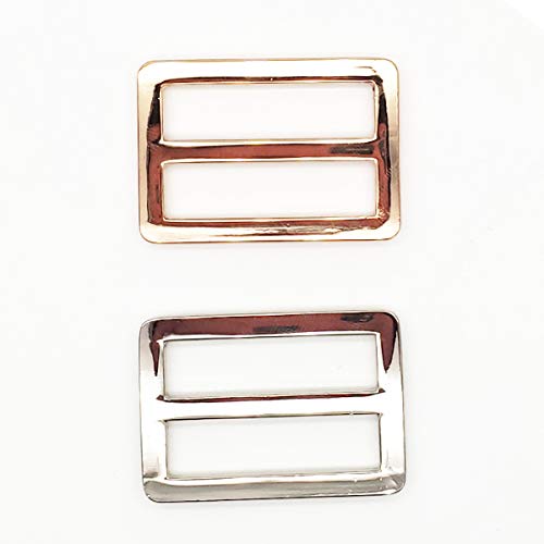 10 Pcs 1-1/2inch Metal Tri-Glide Slides Buckles Kit Square Ring Slide Adjusters Buckles for Bags DIY Accessories (Silver)