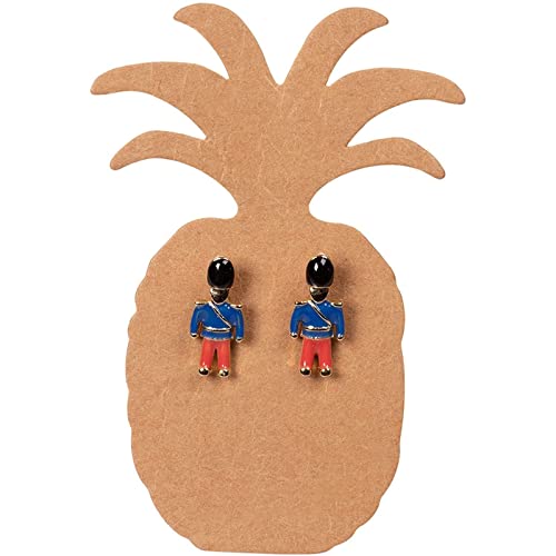 Genie Crafts Earring Cards - 300-Pack Earring Card Holder, Pineapple Shaped Kraft Paper Jewelry Display Cards for Earrings, Ear Studs, Brown, 1.75 x 2.5 Inches