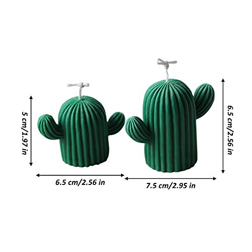 RMISODO 2 Pieces Cactus Candle Mold, Silicone Succulent Mold, Cute 3D Craft Casting Mold for Fondant, Gum Paste, Chocolate, Candy, Handmade Candle, Polymer Clay