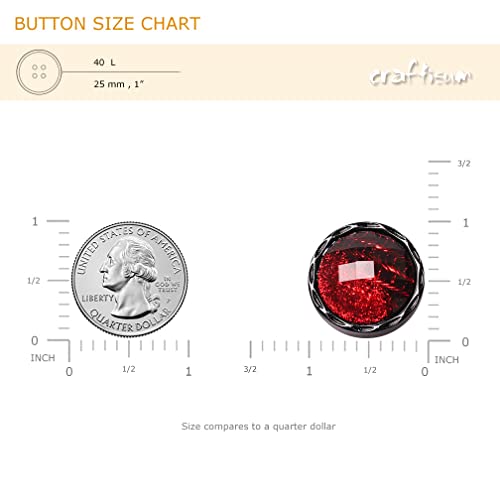 Craftisum 20 pcs Beveled Cut Glass Shiny Red Sewing Shank Buttons for Coats -25mm -1"
