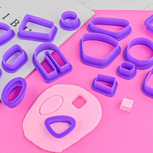 18 Pcs Plastic Polymer Clay Earring Cutters with Earring Cards Earring Hooks Jump Rings Earring Backs Self Sealing Bags Different Shape DIY Clay Cutter for Polymer Clay Jewelry Bulk Earring Making Set