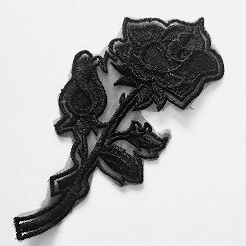 Luxury Black Lace Cut Rose Butterfly Heart Flower Embroidered Sew On Patches for DIY Skirt, Girl's Underdress, Wedding Dress, Children Arts Craft Clothes Patches (Rose)