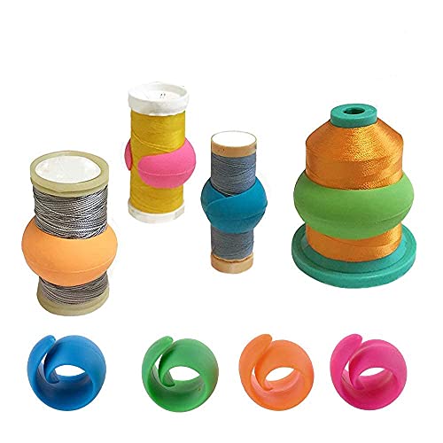 HimaPro Silicone Thread Spool Savers 48 Huggers 4 Bobbin Clamps and 4 Bobbin Holders - Prevent Thread Tails from Unwinding - No More Loose Ends